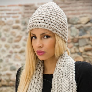 The Marlen Hat Easy Beginner Winter Chunky Crochet Ladies Beanie Pattern PDF Camel Stitch DIY image 1