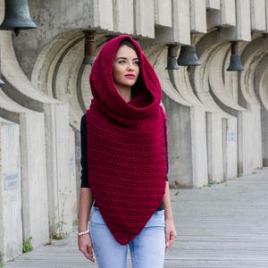 The Harika Cowl Vest Pattern PDF Womens Winter Chunky Crochet Poncho DIY