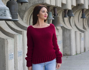 Not The Ugly Christmas Sweater Pattern PDF Womens Winter Chunky Crochet Pullover Jumper DIY