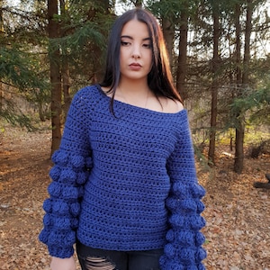 The Funky Chunky Sweater Crochet Pattern PDF Raglan Jumper Bobble Sleeve Pullover Design DIY image 2