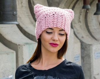 The Katrice Hat Chunky Crochet Pattern PDF Pussyhat Design DIY