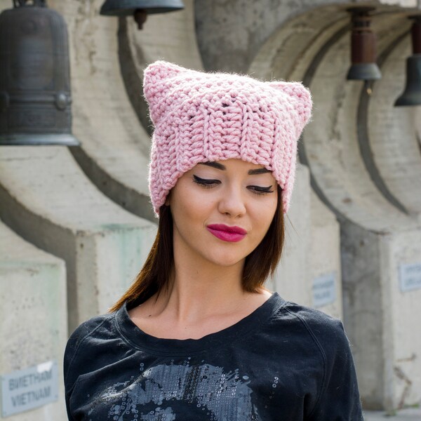 The Katrice Hat Chunky Crochet Pattern PDF Pussyhat Design DIY