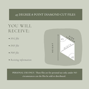45 degree 8 Point Diamond SVG DXF Cut Files l Cricut l Silhouette l English Paper Piecing l EPP
