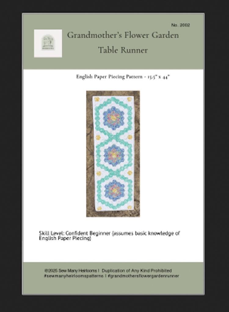 EPP Table Runner Pattern PDF, Grandmother’s Flower Garden, Scrap ...