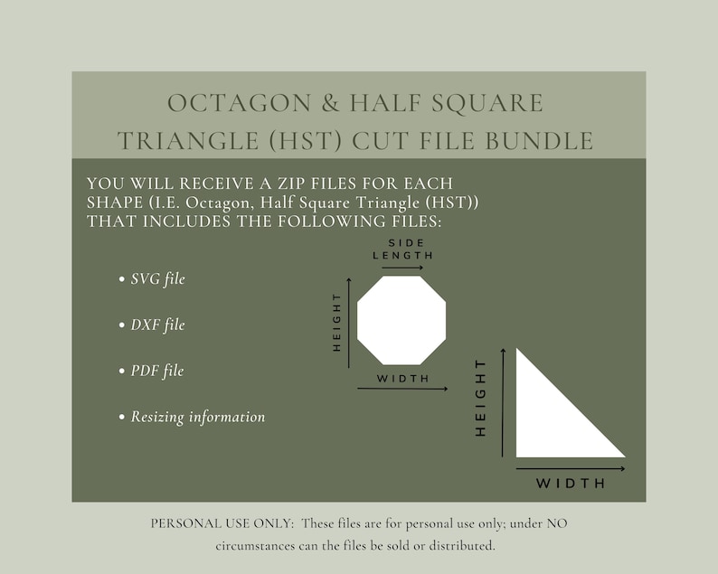 Octagon File Octagon & HST Cut File Bundle (svg, Dxf, Pdf) - English Paper Piecing ...