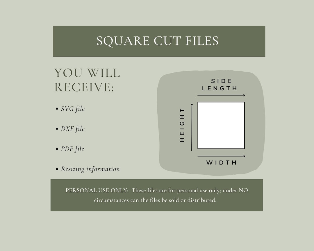 Square Cut File: SVG, DXF for Cricut or Silhouette (digital Download ...