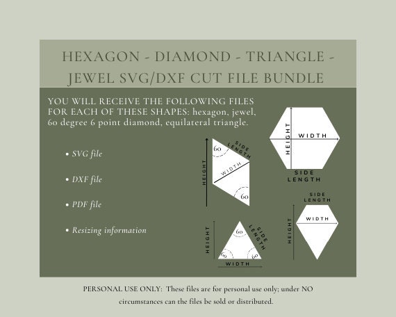 Hexagon Diamond Triangle Jewel SVG DXF Cut File Bundle L - Etsy