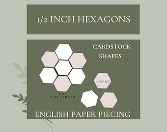 1/2" Card Stock EPP Hexagons: English Paper Piecing Templates, 150 pieces
