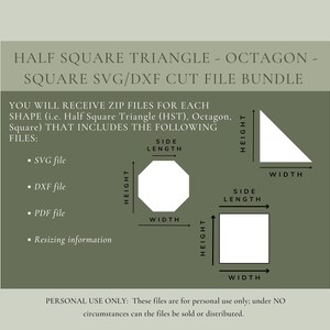 Octagon, Square, and Triangle Cut File Bundle, SVG DXF: Cricut, Silhouette (Digital Download)