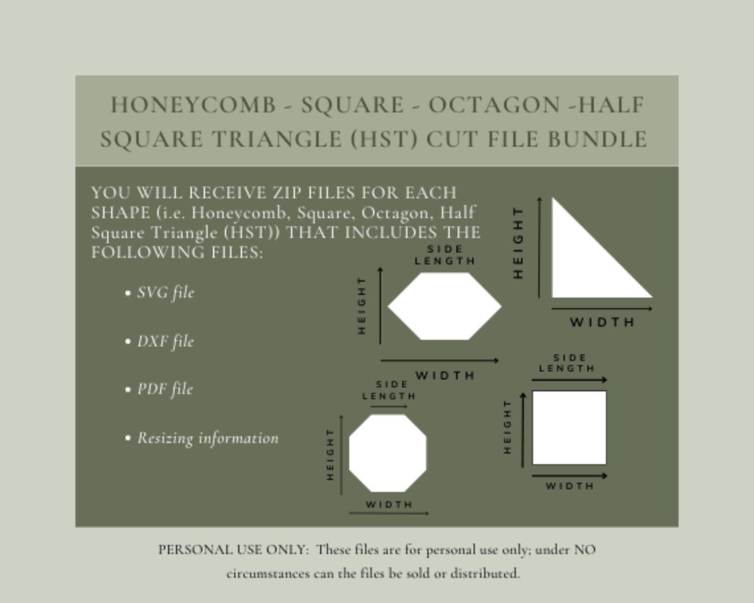 Honeycomb, Square, Octagon, HST Cut File Bundle (svg, Dxf, Pdf) - Etsy