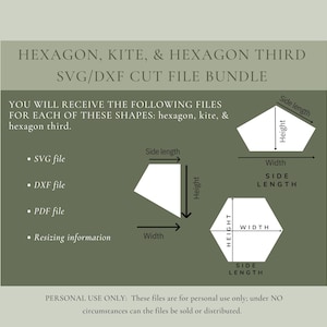 Hexagon, Kite & Hexagon Third SVG DXF Cut File Bundle l Cricut l Silhouette l English Paper Piecing l EPP