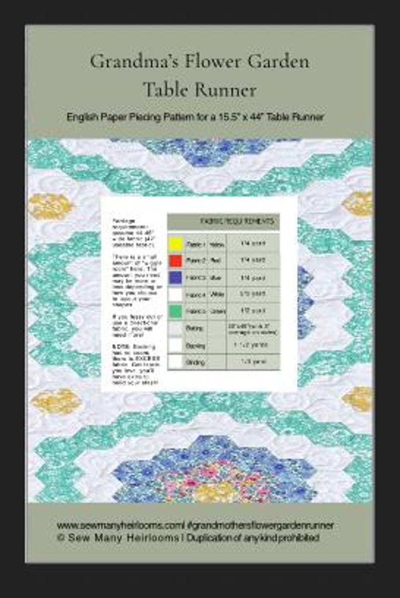 EPP Table Runner Pattern PDF, Grandmother’s Flower Garden, Scrap ...