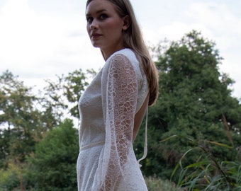 M A G A L I E Wedding dress, wedding dress, wedding dress, backless, lace wedding dress, embroidered, vintage wedding dress, maxi, sexy