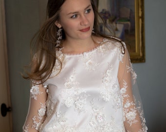 Bridal top, top, bridal lace top, lace top, couture lace, bridal gown, wedding dress, bridal gown lace, ivory, 3D lace, 3D