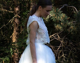 L O A N A Bridal top, top, bridal lace top, lace top, couture lace, bridal gown, wedding dress, bridal gown lace, ivory, 3D lace, 3D