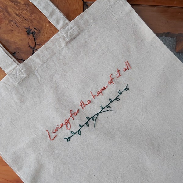 Taylor Swift August Hand Embroidered Organic Cotton Tote Bag / Gift / Swiftie / Folklore / Handmade / Cotton Tote / Market Bag / Eco Tote