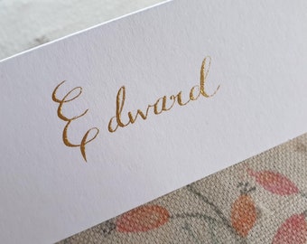 Gold Calligraphy Name Place Cards