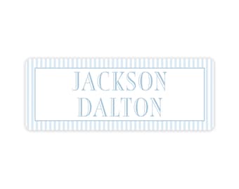 Striped Name Back to School Weatherproof Vinyl Labels | Children | Classroom | Family | Class | Preschool | Adorable | Preppy | Personalized