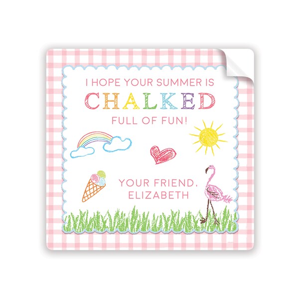 Chalk Full of Fun Pink End of Year Sticker | Personalized | School | Grandmillennial | Class | Kids | Tag | Adorable