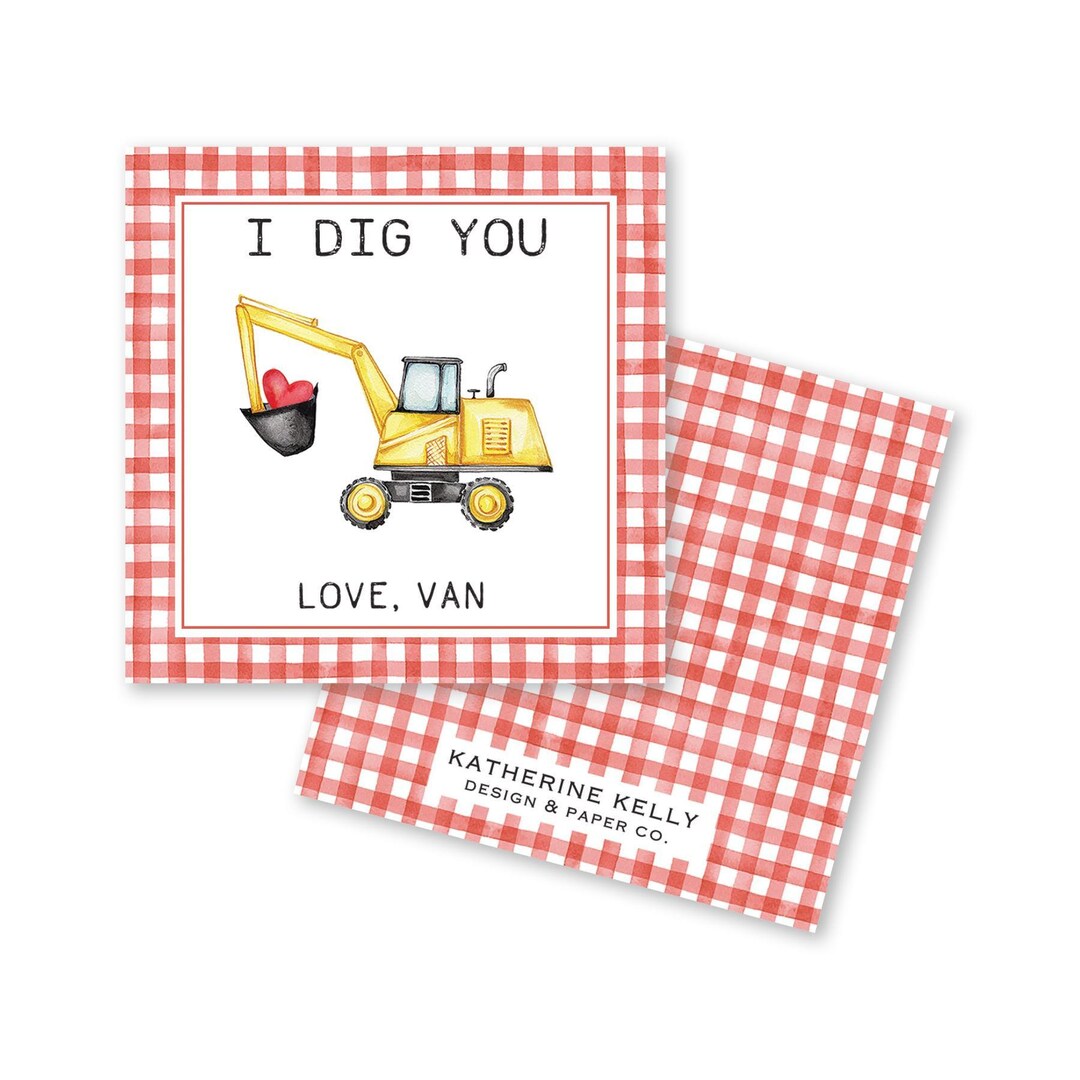 Personalized Construction I Dig You Valentine's Day Tag | Printable ...