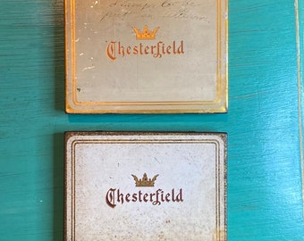 1930s Chesterfield Cigarette Tins / Vintage Tobacco Advertising / Two Chesterfield Cigarette Tins