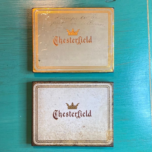 1930s Chesterfield Cigarette Tins / Vintage Tobacco Advertising / Two Chesterfield Cigarette Tins