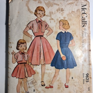 Vintage 1953 McCall&#39;s the first Pattern 9625 Girls dress size 8 Complete