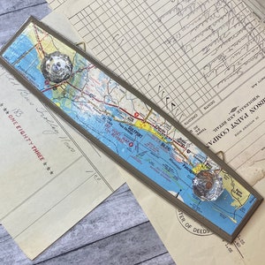 Gancho de pared Gulfport Biloxi Gulf Coast / Mapa vintage / Decoración inspirada en viajes / Gancho de pared / Calentamiento de la casa / LA MS AL 1975 Mapa Gancho de pared
