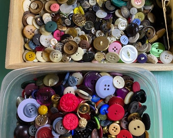 Vintage buttons / Mixed lot of 50 buttons / Buttons for crafts sewing dolls scrapbooks journals and more