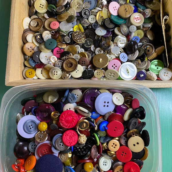 Vintage buttons / Mixed lot of 50 buttons / Buttons for crafts sewing dolls scrapbooks journals and more