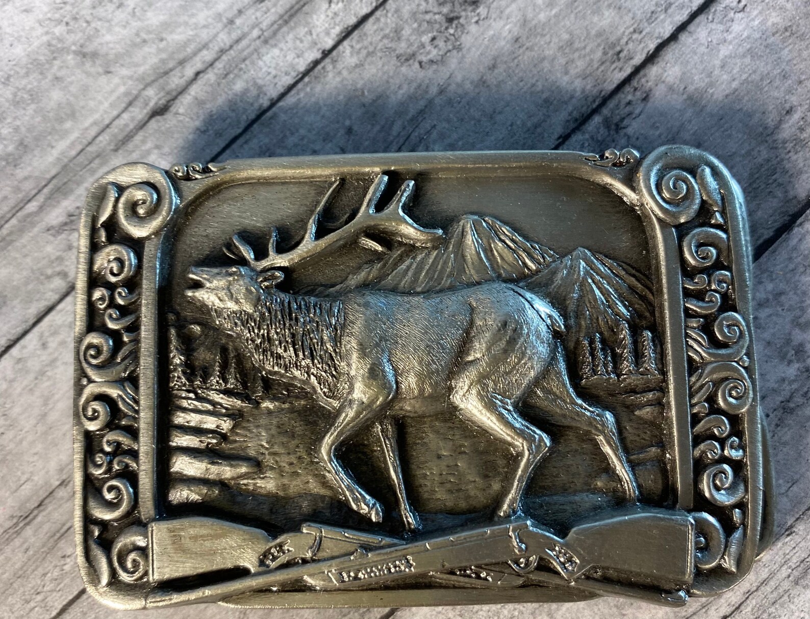 Elk Hunting Belt Buckle / 1984 Siskiyou Belt Buckle / Vintage Etsy