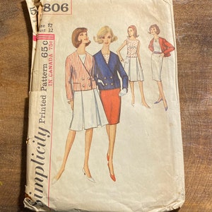 Vintage 1964 Simplicity Pattern 5806 / size 12 Bust 32 / Jacket, blouse, two skirts pattern / Vintage 1960s Skirt, blouse and jacket pattern