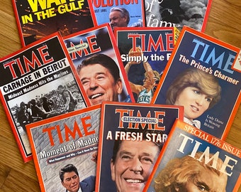 Vintage TIME Magazine einzeln verkauft 1976-1991 / Reagan / Golfkrieg / Princess Diana / Sport