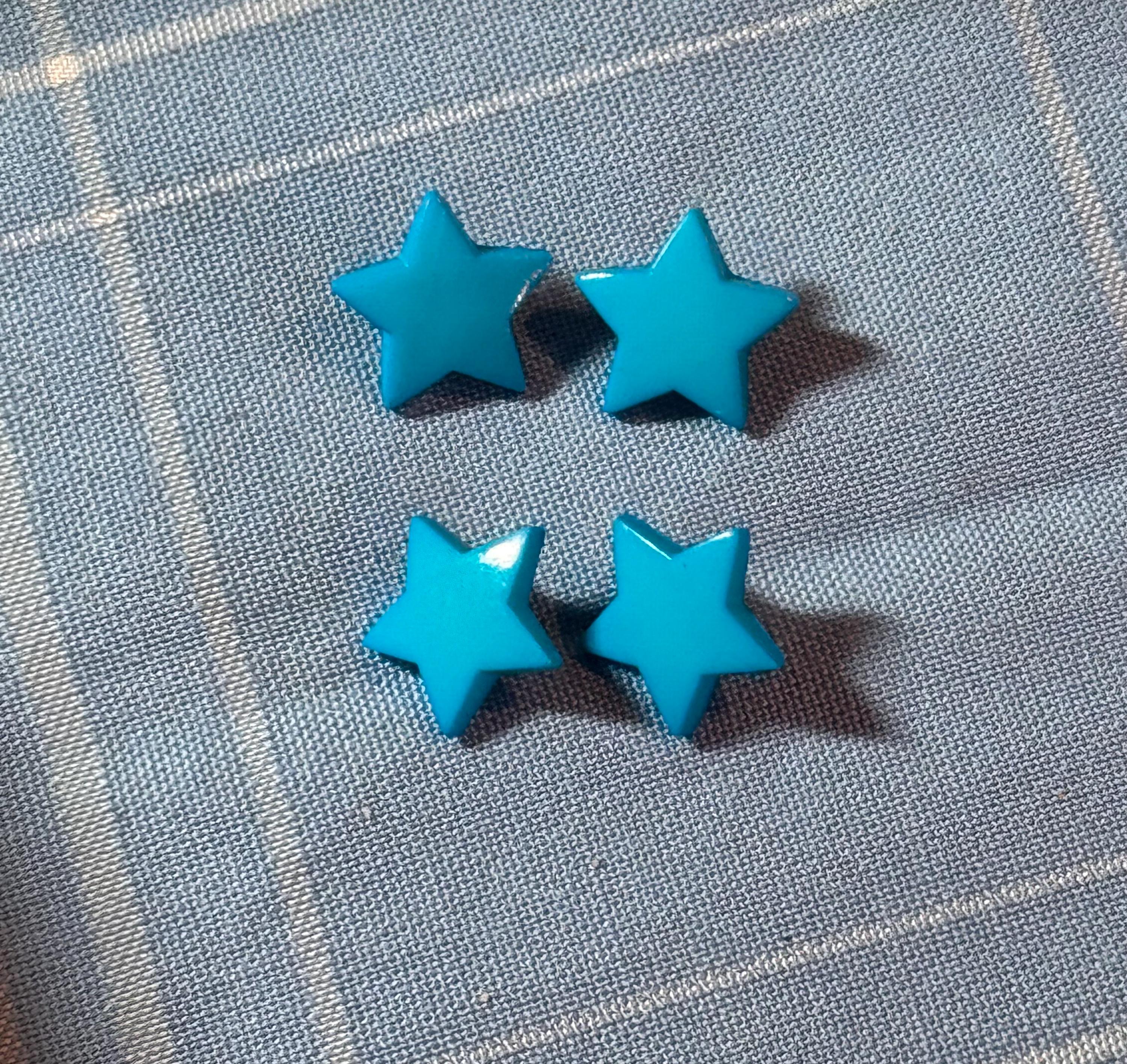 30 Bright Blue Star Buttons / Shank Buttons Blue Stars / 1/2 Inch Star ...