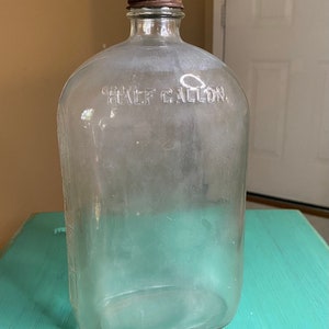 Vintage halbe Gallone geprägte Glas Saft Wasser Wein Flasche Jug