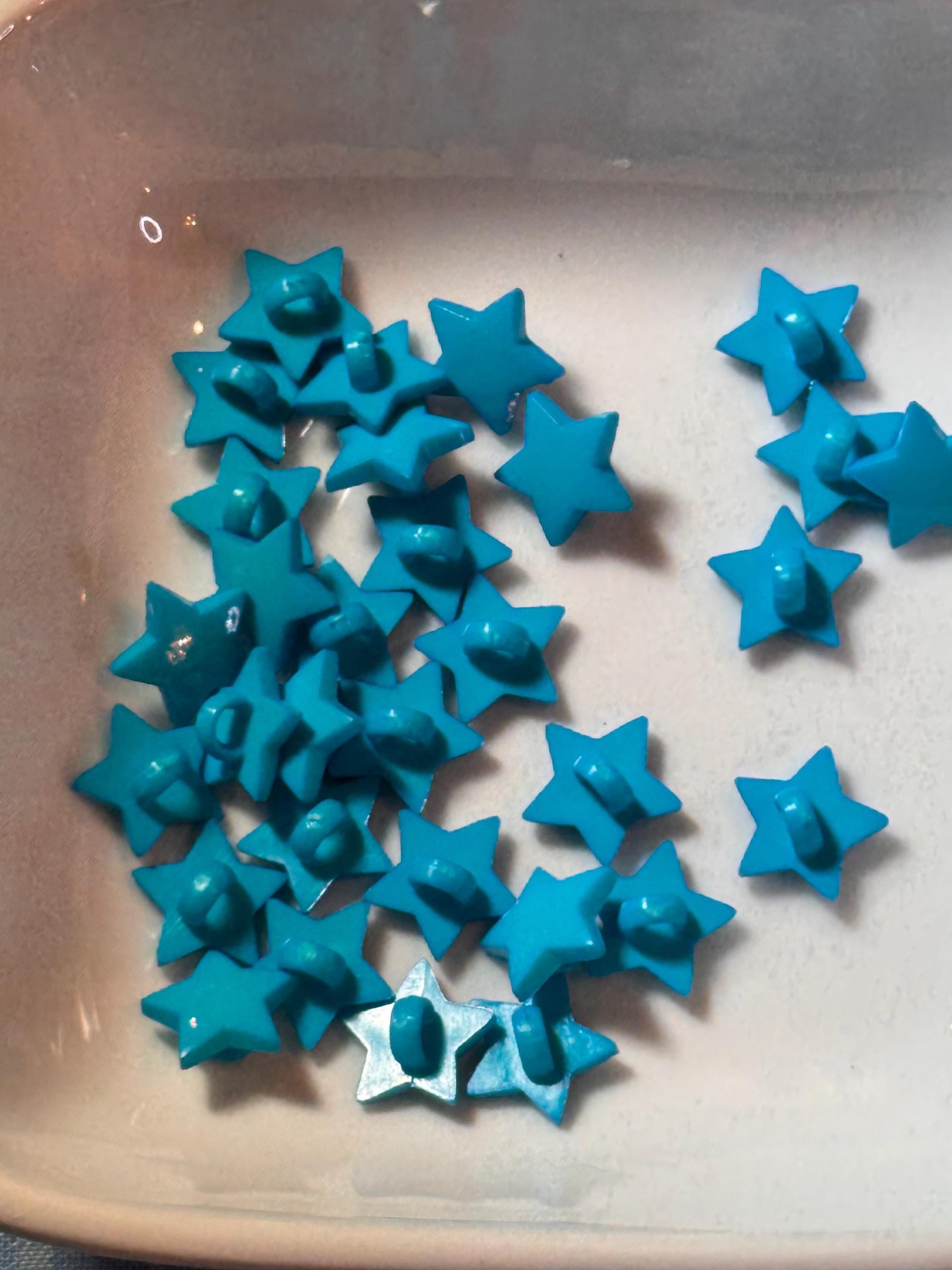 30 Bright Blue Star Buttons / Shank Buttons Blue Stars / 1/2 Inch Star ...
