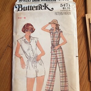 Vintage 1979 Butterick Pattern 5471 size 8, short jumpsuit romper and long jumpsuit uncut/complete