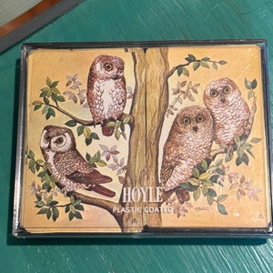 Hoyle Spielkarten 1960er Jahre Eule Spielkarten / Double Deck / 2 Deck Vintage Spielkarten / Künstler signiert F. Massa