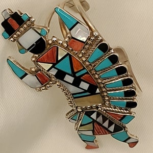 Zuni Rainbow Man Multi-Stone inlay cuff Bracelet