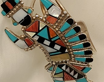 Zuni Rainbow Man Multi-Stone inlay cuff Bracelet