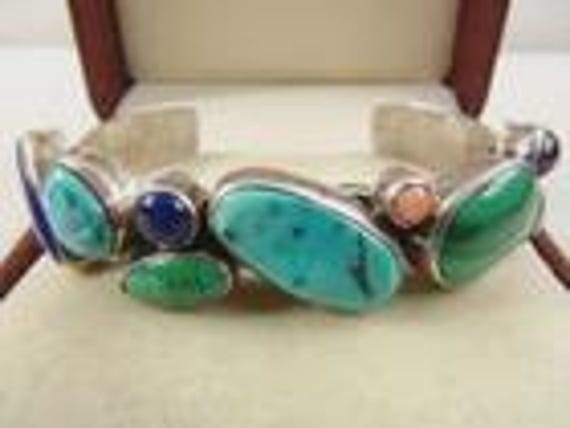 Navajo Sterling Silver Multi-Stone Cuff Bracelet