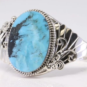 Native America Navajo Handmade Sterling Silver Turquoise Bracelet By Mike Smith
