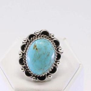 Native America Navajo Handmade Sterling Silver Turquoise Ring By F.