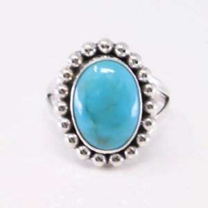 Native America Navajo Handmade Sterling Silver Turquoise Ring By B