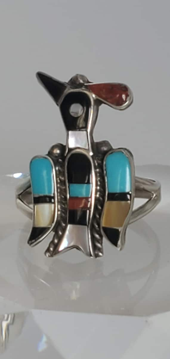 Zuni Peyote Waterbird Multi-stone Ring by L.Laiwak