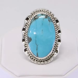 Native America Navajo Handmade Sterling Silver Turquoise Ring By R.B.