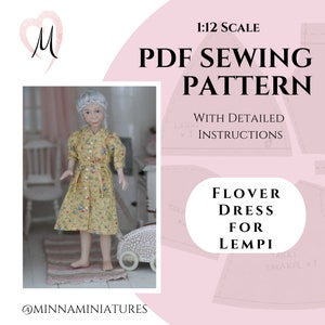 PDF Sewing Pattern 1:12 Scale Doll Clothes, Doll Not Included, DIY  Miniature Prairie Pioneer Girl Costume, English Language 