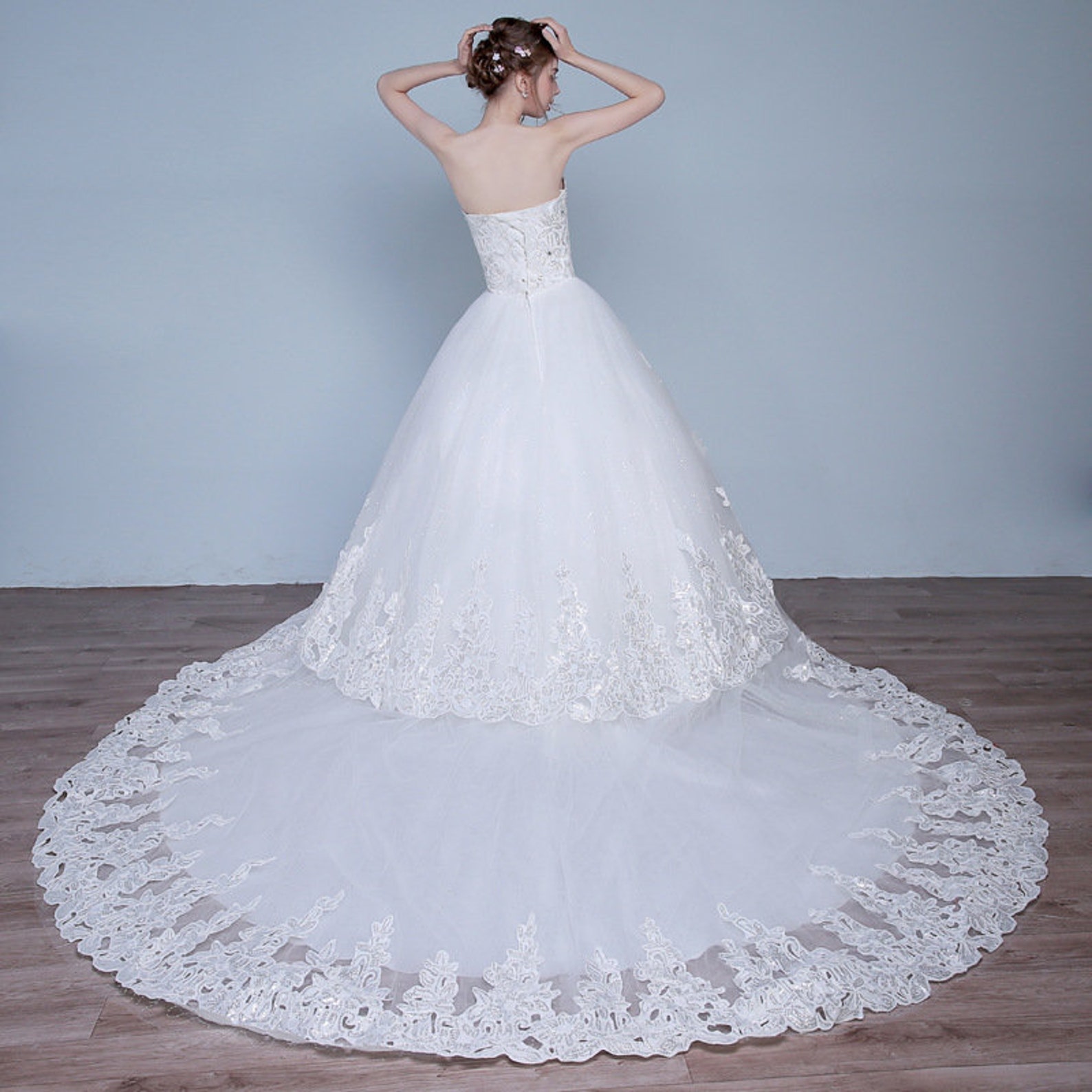 long tail wedding gown