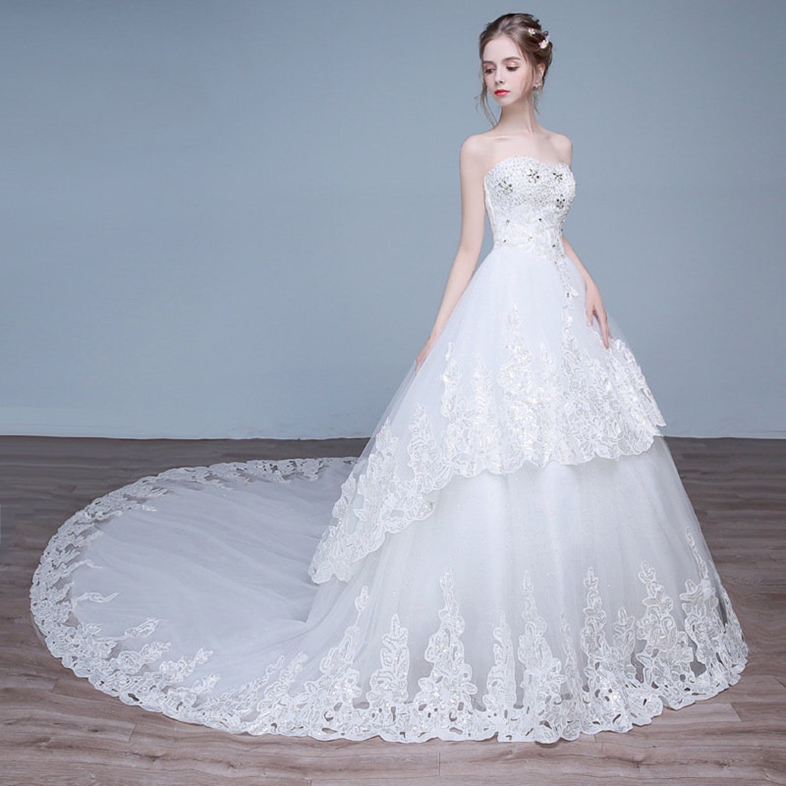 long tail wedding gown