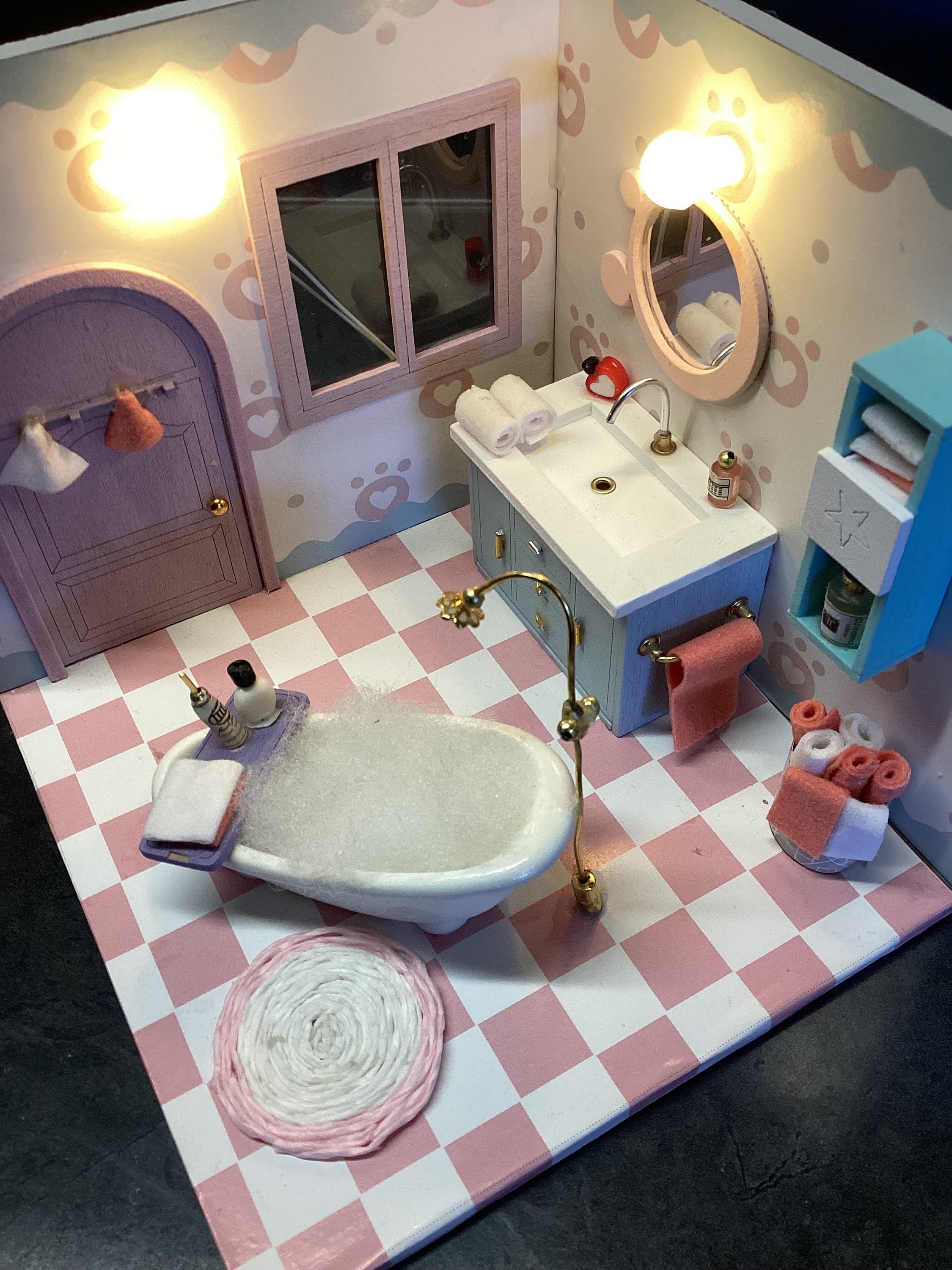 Completed Diorama Bathroom Miniature Lighted Dollhouse Room - Etsy